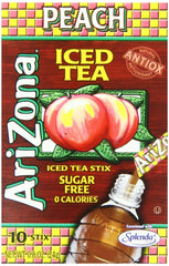 ARIZONA: Sugar Free Peach Iced Tea 10 Stix, 0.8 oz