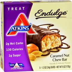 ATKINS: Endulge Caramel Nut Chew Treat Bar 5 bars (1.2 oz each), 6 oz