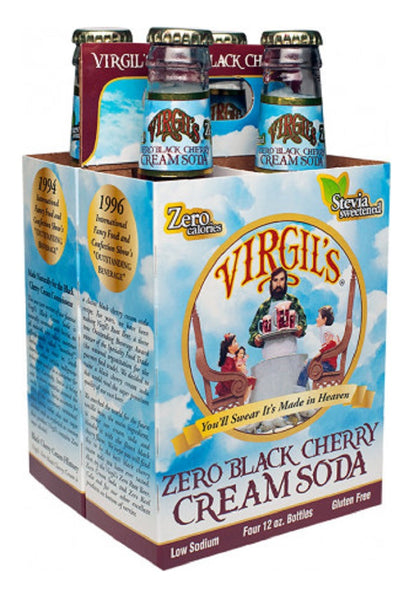 VIRGIL'S: Zero Black Cherry Cream Soda 4 Pack, 48 fl oz