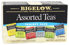 BIGELOW: Six Assorted Teas Variety Pack 18 Tea Bags, 1.10 oz