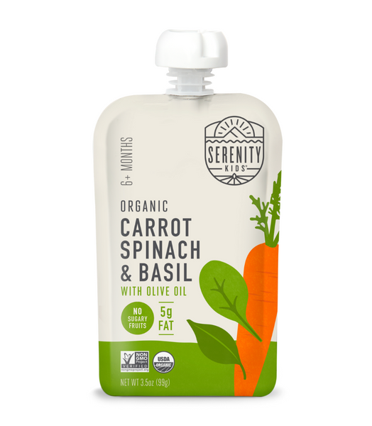 SERENITY KIDS: Pouch Organic Carrots Spinach, 3.5 oz