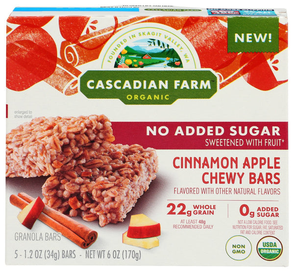 CASCADIAN FARM: Bars Granola Cinnamon Apple, 6 oz