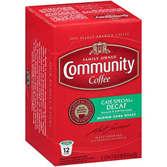 COMMUNITY COFFEE: Cafe Special Decaf Single Serve Coffee Pods, 12 pc