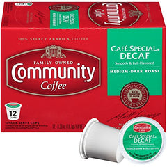 COMMUNITY COFFEE: Cafe Special Decaf Single Serve Coffee Pods, 12 pc