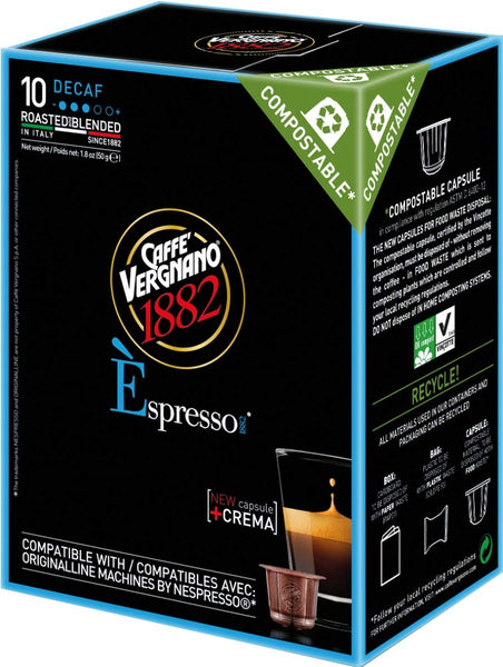 CAFE VERGNANO: Espresso Decaf Capsule, 4.94 oz