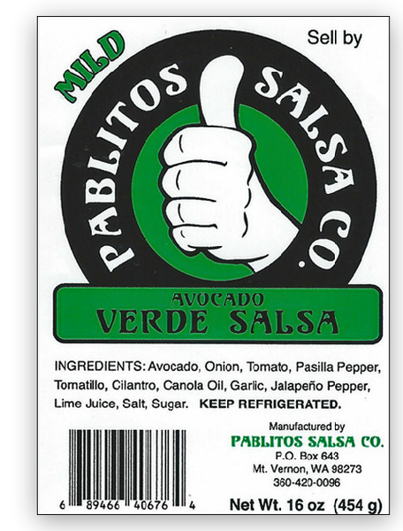 PABLITOS SALSA CO.: Avocado Verde Salsa Mild, 16 oz