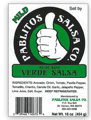 PABLITOS SALSA CO.: Avocado Verde Salsa Mild, 16 oz