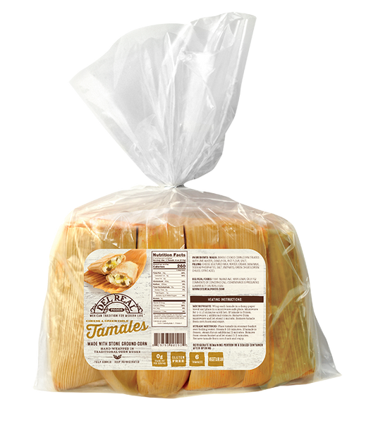 DEL REAL FOODS: Cheese and Green Chile Tamales, 24 oz