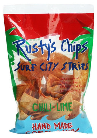 RUSTY'S: Chili Lime Corn Chips, 4 oz