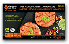 SIMPLY WEST COAST SEAFOOD: Wild Pacific Sockeye Salmon Burgers, 12 oz