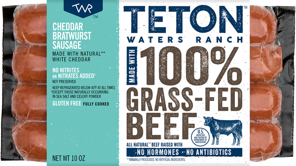 TETON WATERS RANCH: Cheddar Bratwurst Sausage, 10 oz