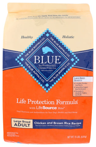 BLUE BUFFALO: Life Protection Formula Large Breed Adult Dog Food Chicken and Brown Rice Recipe, 15 lb