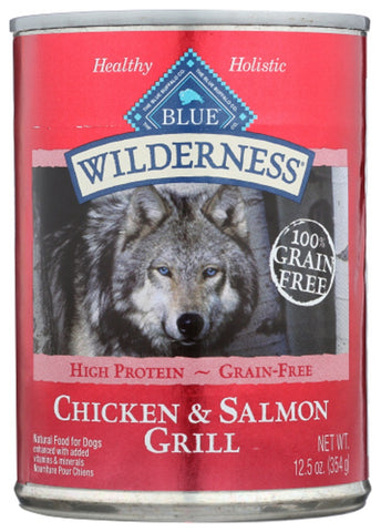 BLUE BUFFALO: Wilderness Adult Dog Food Salmon and Chicken Grill, 12.50 oz