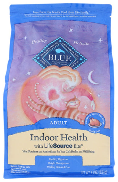 BLUE BUFFALO: Indoor Health Adult Cat Food Chicken and Brown Rice Recipe, 5 lb