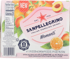 SAN PELLEGRINO: Momenti Clementine & Peach Sparkling Drinks 6 Count, 66.90 fl oz