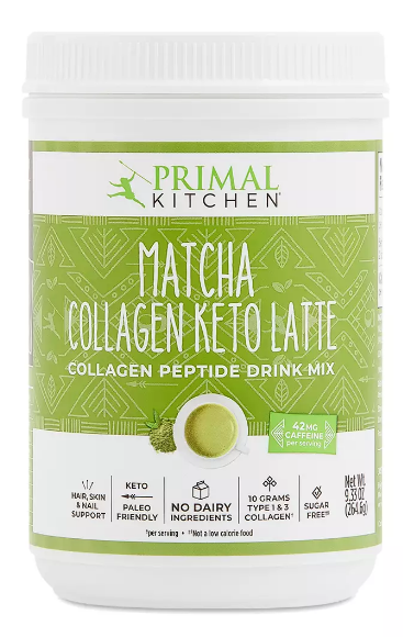 PRIMAL KITCHEN: Matcha‌ ‌Collagen‌ ‌Keto‌ ‌Latte‌ Drink Mix, 9.33 oz