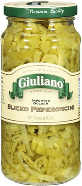 GIULIANO: Golden Sliced Greek Peperoncini, 16 oz