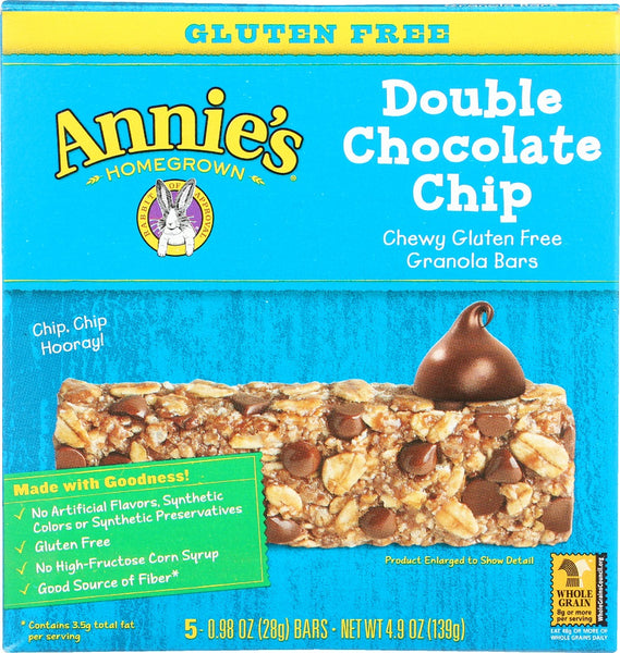 ANNIE'S HOMEGROWN: Double Chocolate Chip Granola Bars, 4.9 oz