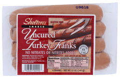 SHELTONS POULTRY: Smoked Uncured Turkey Franks, 12 oz