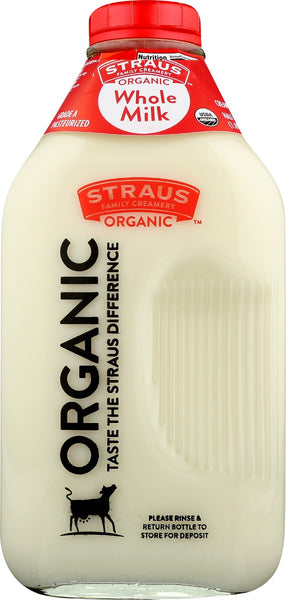 STRAUS: Organic Cream-Top Whole Milk, 64 oz