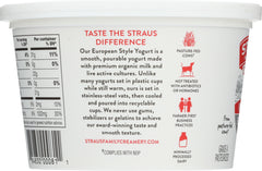 STRAUS: Organic Whole Milk Plain European Style Yogurt, 16 oz