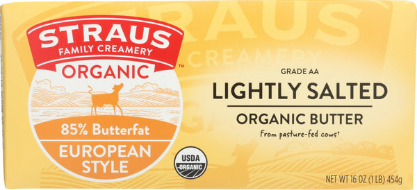 STRAUS: Organic Lightly Salted European Style Butter, 1 lb