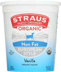 STRAUS: Organic Nonfat Vanilla European Style Yogurt, 32 oz