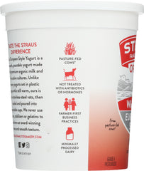 STRAUS: Organic Whole Milk Maple European Style Yogurt, 32 oz