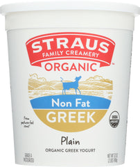 STRAUS: Organic Nonfat Greek Plain Yogurt, 32 oz