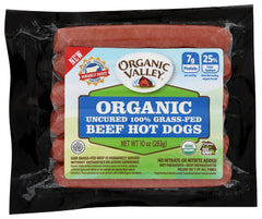 ORGANIC PRAIRIE: Organic Uncured Grass Fed Beef Hotdog, 10 oz