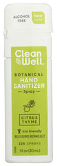 CLEAN WELL: Citrus Thyme Botanical Hand Sanitizer Spray, 1 oz