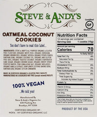 STEVE & ANDY'S ORGANICS: Coconut Oatmeal Cookies, 6.3 oz