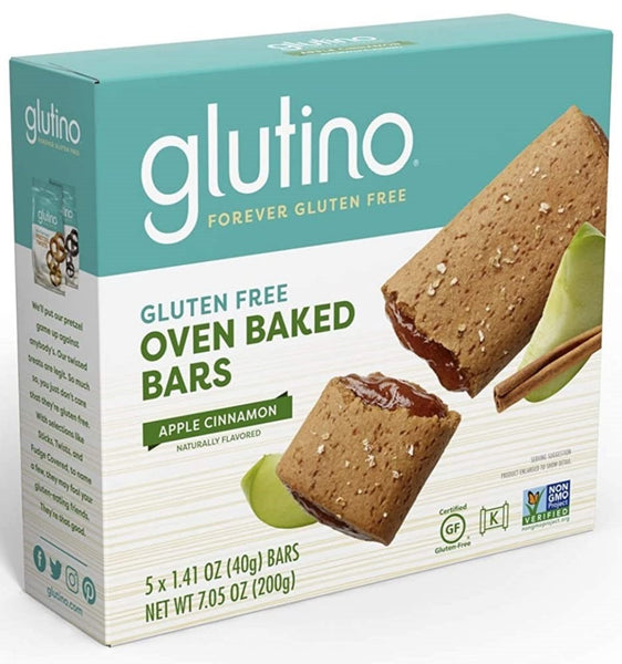 GLUTINO: Apple Cinnamon Oven Baked Bars, 7.05 oz