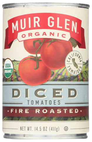 MUIR GLEN ORGANIC: Fire Roasted Diced Tomatoes, 14.5 oz