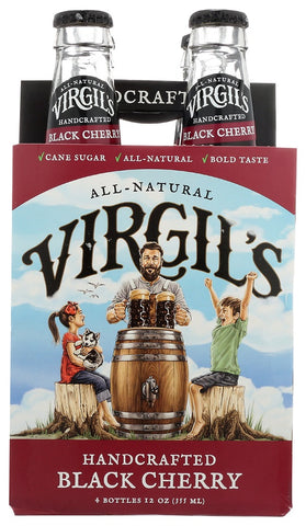 VIRGILS: Hand Crafted Black Cherry Soda 4 Pack, 48 oz