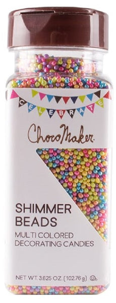 CHOCOMAKER: Shimmer Beads Multicolored Decorating Candies, 3.63 oz