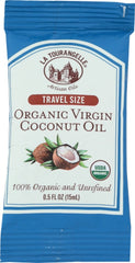 LA TOURANGELLE: Organic Virgin Coconut Oil Travel Size Pouch, 0.50 fo
