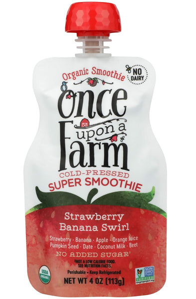 ONCE UPON A FARM: Strawberry Banana Swirl Super Smoothie, 4 oz