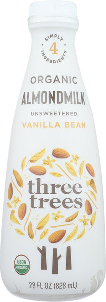 THREE TREES: Unsweetened Vanilla Bean Almond Milk, 28 oz