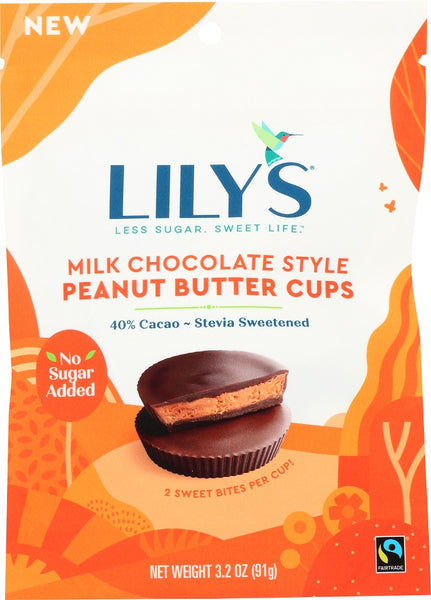 LILYS SWEETS: Milk Chocolate Style Peanut Butter Cups, 3.20 oz
