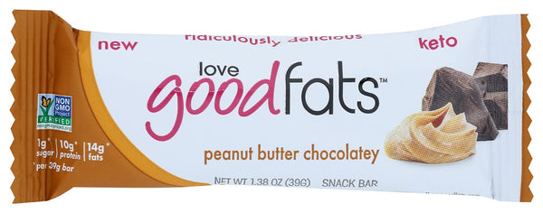 LOVE GOOD FATS: Peanut Butter Chocolatey Bar, 1.38 oz