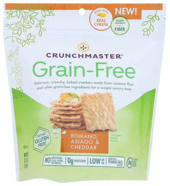 CRUNCHMASTER: Grain-Free Romano, Asiago & Cheddar Cracker, 3.54 oz