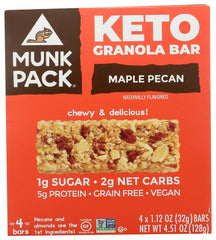 MUNK PACK: Maple Pecan Keto Granola Bar 4 Pack, 4.51 oz
