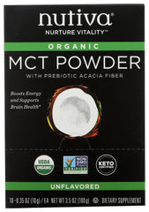 NUTIVA: Organic Unflavored MCT Powder 10 Pack, 3.5 oz