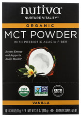 NUTIVA: Organic Vanilla MCT Powder 10 Pack, 3.9 oz