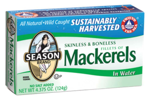 SEASON: Fillets of Mackerels in Water, 4.375 oz