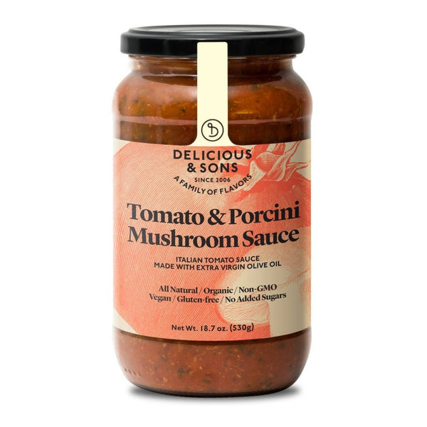 DELICIOUS & SONS: Sauce Tmto Porchini Mshrm, 18.7 oz