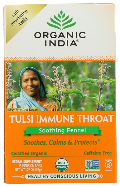 ORGANIC INDIA: Tea Tulsi Immune Throat, 18 bg
