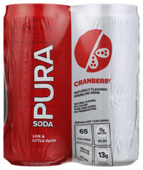 PURA SODA: Soda Cranberry 4Pk, 40.4 fo