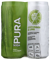 PURA SODA: Soda Cucumber Lime 4Pk, 40.4 fo